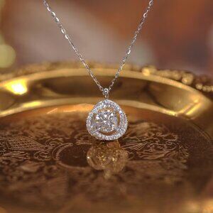 925 Sterling Silver Womens Round 2ct Diamond Pendant Necklace Ladies New Jewelry